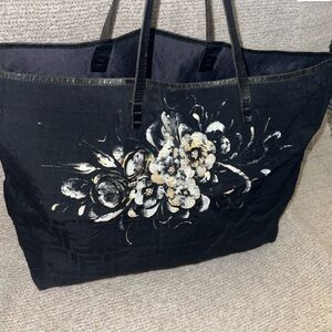 Fendi Floral Black Tote Bag